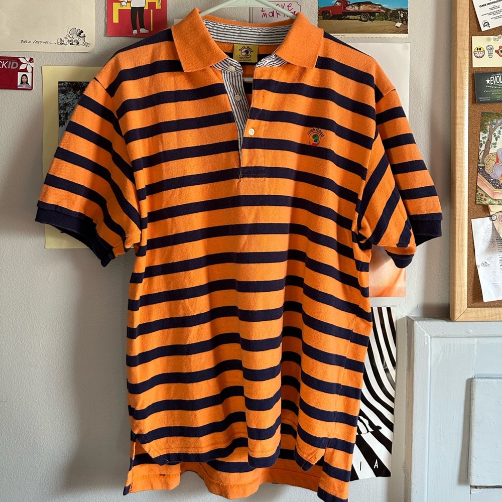 DUCK HEAD orange and navy polo tshirt 🦆